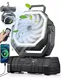 Richday Ventilador Camping 20000mAh, Ventilador Portatil Recargable, Ventilador USB de mesa con batería,Control Remoto, 270° de rotación,Luz LED, para Oficinas Dormitorio Tienda Camping Viaje