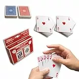 Cartas de juego Rummy, baraja de cartas francesas – 2 barajas + 2 mate rojo/azul – Poker, escala 40, Bridge, Texas Hold'em, Burraco, Durak, Mau Mau, Skat, Canasta