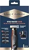 Gillette King C - Cortapúas eléctricas para hombres, estilo Master Plus, inalámbrico y con cuchillas afiladas, estuche para barba para hombre con 4 zuecos intercambiables para podar y afeitar
