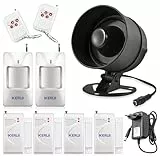 Alarma Casa Antirrobo Inalámbrico con 4 Alarma Puerta con Sirena de 115dB, 2 Sensores de Movimiento, 2 Controles Remotos, Kits de Seguridad para el Hogar Trabajo para el Hogar, Apartamento, Garaje