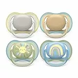 Philips Avent chupete ultra air: 4 chupetes ligeros y transpirables para bebés de 0 a 6 meses, sin BPA y con funda de transporte esterilizadora (modelo SCF085/65)