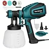 Pistola de Pintura HVLP 700W, Pulverizador Eléctrico con Tanque de 1200ML, Flujo de 1000ML/Min, 4 Boquillas y 3 Modelos, Flujo Ajustable, con Juntas para Limpieza y Soplado