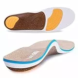VALSOLE Plantillas ortopédicas para hombre y mujer, reposapiés alto, plantillas funcionales suaves para pies planos, fascitis plantar, para zapatos de trabajo Plantillas de corcho (beige, UE 35-36)