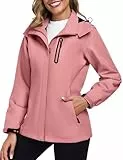 UMIPUBO Mujer Chaqueta Impermeable Chubasquero Cortavientos Exteriores Lluvia Abrigo Ligero Transpirable Deportiva Primavera Otoño Capucha Impermeável Senderismo Vientos Cazadora(Rosa,XL)