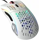 Glorious Gaming Model D Ratón Gaming con Cable - 68 g superligero, diseño Colmena, RGB, ergonómico, Sensor Pixart 3360, switches de Omron, Deslizadores de PTFE, 6 Botones - Blanco Brillante