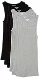 Amazon Essentials Camisetas Interiores Ligeras sin Mangas Hombre, Pack de 6, Gris Mezcla/Negro, M