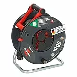 Brennenstuhl Enrollacables Garant V2 IP44 50m exterior (Made in Germany, 3 tomas de corriente con contacto de puesta a tierra, plástico especial)