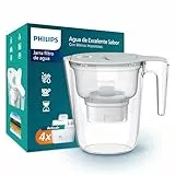 Filtro de jarra Philips +4 cartuchos de filtro de repuesto Antical+, HASTA UN 50% DE MAYOR REDUCCIÓN DE LA CAL, flujo rápido, blanco, 2,6 litros, temporizador electrónico