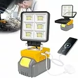 Foco LED para Batería Dewalt 18V (Sin Batería), NATPOW Luces de Trabajo Portátiles Recargables,48W 5200LM Foco LED Lámpara LED Recargable para Camping, Trabajo, Pesca, Emergencia