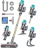45kPa/550w/60Min Aspiradora sin Cable Potente Escoba Aspiradora Vertical sin Cable Aspirador Escoba Antienreda con 7 etapas filtradas LED Pantalla Táctil para Suelo/Alfombra, Recargable de Pared, 1.5L