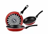 MAGEFESA Set 3 Sarténes, Acero esmaltado vitrificado, Rojo, 18/20/24 cm