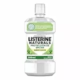 Listerine Naturals (1 x 500 ml), enjuague bucal sin alcohol sabor menta, enjuague bucal que protege las encías, colutorio encías 0% alcohol con ingredientes naturales