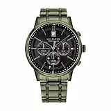 Tommy Hilfiger Reloj Multifunción de Cuarzo para Hombre - Movimiento de 3 Manecillas, Pulsera de Acero Inoxidable Verde, Esfera Negra con Efecto Sol, Resistente al Agua 5ATM - 1791634