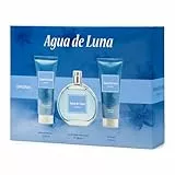 AGUA DE LUNA - Original Colonia 100 ml + Gel de Baño 75 ml + Loción Corporal 75 ml, Estuche de Regalo Mujer, Eau de Toilette Natural y Femenina, Aroma Floral, Fragancia Fresca y de Larga Duración