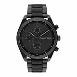 Calvin Klein Reloj Analógico de Cuarzo Multifunción para Hombre Colección Impact con Correa de Acero Inoxidable Negra - 25200359