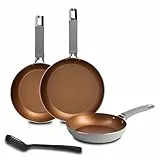 Bergner Juego de 3 Sartenes Ø18Ø22Ø26cm Aluminio forjado cobre + Espátula ranurada