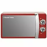 Russell Hobbs RHMM701R - Microondas manual de 17 litros y 700 W, 5 niveles de potencia, aviso acústico y temporizador, función de descongelación, limpieza sencilla, rojo
