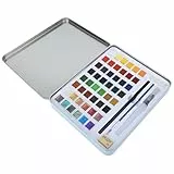 Set de Pinturas Acuarela 48 Colores, Caja Metálica Compacta con Bloques Sólidos - Pigmentos Intensos, Secado Uniforme, Ideal para Artistas y Niños
