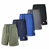 fovdtaa Paquete de 5 Pantalones Cortos Deportivos Hombre, Multiusos, Secado Rápido, Negro, Gris, Azul, Azul Marino, Verde, XL