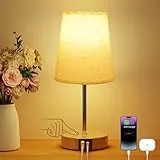Suright Lámparas de Mesita de Noche Táctil con Puertos de Carga USB A+C, Lámpara de Noche Regulable con 3 Niveles de Brillo, Lámpara de Mesa Pequeña para Dormitorio Salón (Bombilla Incluida)