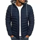 Genérico Abrigo Hombre Invierno Chaqueta de Pluma Ultra Ligero Plumiferos CáLido Capucha OtoñO Abrigo Corto para Viaje Compresible Chaqueta Antiviento Al Aire Libre para Hombre Color Liso
