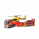 Dickie Toys- Camión Rescate de la UME 40cm, Camión de Juguete, Luz y Sonido, Remolque Rampa Lanzamiento, Helicóptero UME y Coche, Juguete Niños Niñas a Partir de 3 Años (203717005SI5)