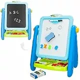 ColorBaby 47987 Good Idea Pizarra magnética Infantil 2 en 1, 36x26x42 cm, Tizas, Rotuladores, Letras y Números, Portatizas y Borrador, Regalo niña 3 años, Pizarras Infantiles, Juguetes educativos