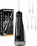 Irrigador Dental Portatil DIY, Irrigador Bucal Inalámbrico 5 Modos y 3 Intensidades, Depósito 300 ml y Base Extraíble, Carga USB, Impermeable IPX7, Sin BPA, Silencioso, para Viajes y Hogar