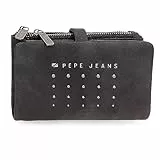 Pepe Jeans Holly Cartera con Tarjetero Negro 14,5x9x2 cms Piel sintética