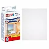 tesa Insect Stop Malla Mosquitera COMFORT para Ventanas - Mosquitera Autoadhesiva con Cierre de Gancho y Bucle - Tela Antimosquitos - Blanca, 130 cm x 150 cm