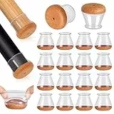 Protector Patas Sillas, 16 Piezas Protectores de Suelo para Patas de Silla, Silicona Tapas de Piernas de Silla con Almohadilla de Fieltro Engrosada (Transparente)