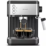 Grunkel Cafetera Espresso de 20 Bares, 850W, Panel Táctil/analogico con vaporizador orientable y brazo doble salida Depósito 1,8L (Analógica)