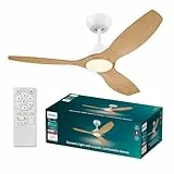 Philips Ventilador de techo Olas, 3 aspas 52´, luz LED de 24W, motor DC, temperatura de color regulable (3000K-4300K-6500K), modo verano/invierno, control remoto incluido,con seguridad IEC 60598
