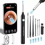 Hopefox Otoscopio Limpiador Oidos, 3,5mm WiFi Endoscopio de Oído con 1080P Cámara y 6 LED, Limpieza de Oídos con 6 Puntas de Silicona suave y Kit Completo de 7 Piezas