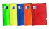 Oxford, Cuadernos A4 (Folio) Cuadrícula 4x4, Tapa Blanda, 80 Hojas. Pack 5 Libretas, Colores Vivos