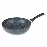 Russell Hobbs RH00851EU Sartén para saltear antiadherente para freír 28 cm, de la colección Nightfall Stone, con aluminio prensado, adecuada para inducción, wok duradera y resistente, mármol azul