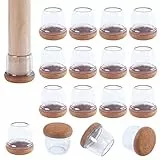 Ezprotekt Protectores de Suelo de Silicona Transparente para Patas de Silla 20-28mm, 16 Tapones de Silicona para Patas de Silla con Fieltro Envuelto, Fundas de Silicona para Patas de Silla Redondo