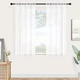 MRTREES Cortinas de Gasa Blancas traslúcidas caída 2 Paneles de Cortina de Gasa con Bolsillo para Barra para Puerta y Dormitorio, 137X114 cm
