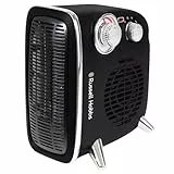 Russell Hobbs RHRETHFH1001B Calefactor Eléctrico de 1800 W/1.8 kW, Ventilador Retro Horizontal/Vertical, con Termostato Ajustable, 2 Ajustes de Temperatura, 20 m2, Control de Dial, Negro