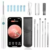 AiQInu Otoscopio 1080P HD Camara Limpiador de Oidos con WiFi,Endoscopio para Oidos con 6 luces LED Impermeable Kit Endoscopio de Oído para iPhone, iPad y Android