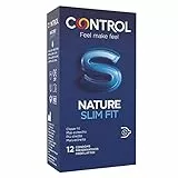 Control Preservativos Nature Slim Fit Caja de 12 Condones, Talla Más Ajustada, Lubricados, Gama Placer Natural, Sexo Seguro, Disfruta de unos Preservativos con Ajuste Perfecto para una Relación Segura