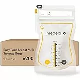 Medela bolsas de almacenamiento de leche materna Easy Pour, bolsas desechables de 210 ml, a prueba de fugas, protegen los nutrientes de la leche, sin BPA, paquete de 50 bolsas