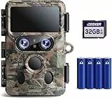 iZEEKER Cámara de Caza WiFi, 4K 60MP Dual Lens Cámara Fototrampeo Caza con Visión Nocturna Starlight, Ángulo de Detección de 120°, 0.1s Tiempo de Activación con Tarjeta SD de 32GB y 4 Pilas AA