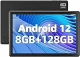 SGIN Tablet Android 12 de 10,1 pulgadas, 8 GB de RAM, 128 GB de ROM (256 GB expandible), 1280 x 800 FHD IPS, Octa Core hasta 1,6 GHz, 5 MP + 8 MP Cámara, batería de 6000 mAh, 2,4G/5G WiFi