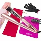 LANDOT Planchas del Pelo - Alisador y Rizador 2 en 1 - Plancha Pelo Cerámica Anti-estática Para Alisar Rizar y Crear Ondas - 12 Temperaturas hasta 230°C Tecnología Dual-Zone