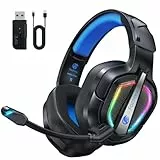 Fachixy FC200 - Auriculares inalámbricos para Videojuegos, 2,4 G, Bluetooth con micrófono, para PS5, PS4, PC, Switch, Auriculares Plegables para Juegos, Baja latencia, cancelación de Ruido de Baja