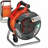 Brennenstuhl Garant V2 IP44 - Carrete de cable para exteriores (25 m, certificado TÜV-Süd, fabricado en Alemania, cable de color naranja, uso a corto plazo en exteriores)