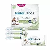 WaterWipes Sensitive+ Baby & Toddler Wipes, 240 unidades (paquete de 4), 3 en 1 Limpia, Cuida, Protege, 99,9% Agua, Textura Limpia, Sin perfume