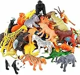 YeoNational&Toys Conjunto de Juguetes Animales de Mini Selva de 54 Piezas,Favoritos de Fiesta de Animales de para Chicos, Conjunto de Juguetes de Animales de Granja Pequeños de Bosque para los Niños