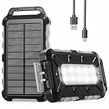 Cargador Solar para Moviles 26800mAh, Solar Power Bank PD15W 3.0A Carga Rápida Batería Externa Portátil con 2 USB-A Salida y 1 USB-C Entrada con Linterna LED para Teléfono Tabletas Cámping (Gris)